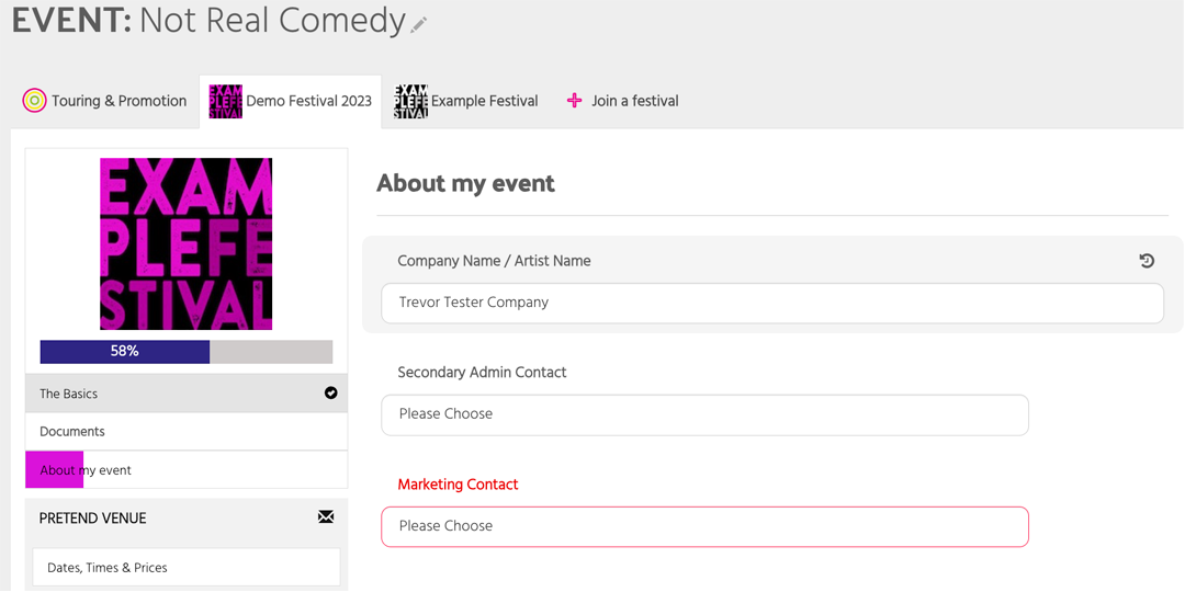 event registration example